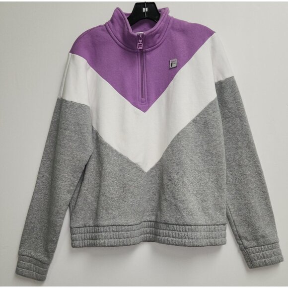 Fila Womens L Tri-Color Quarter Zip Pullover Sweatshirt 4009 - Picture 1 of 9